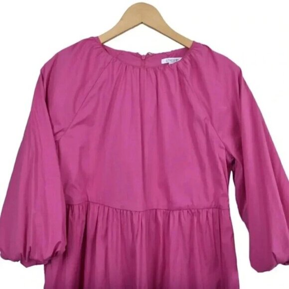 Chico's Poplin Balloon Sleeve Dress Pink Size 12 - Picture 2 of 10